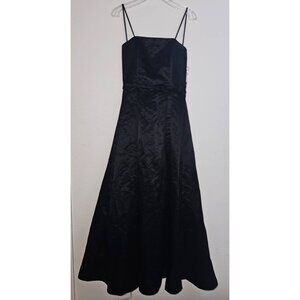 NEW PacificPlex Solid Black Dress Long Satin Bow Size Medium Strapless?